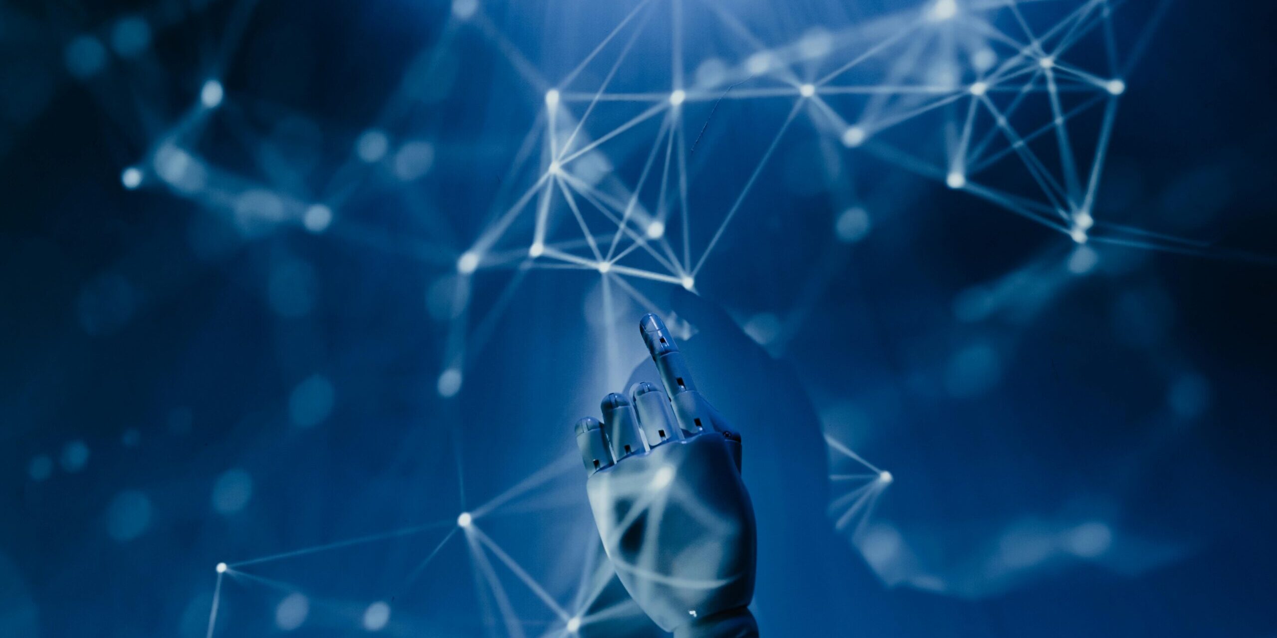 Robotic hand reaching up.