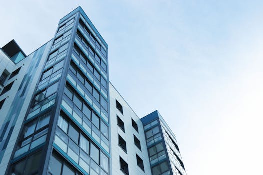 Bottom-up view of a skyscraper